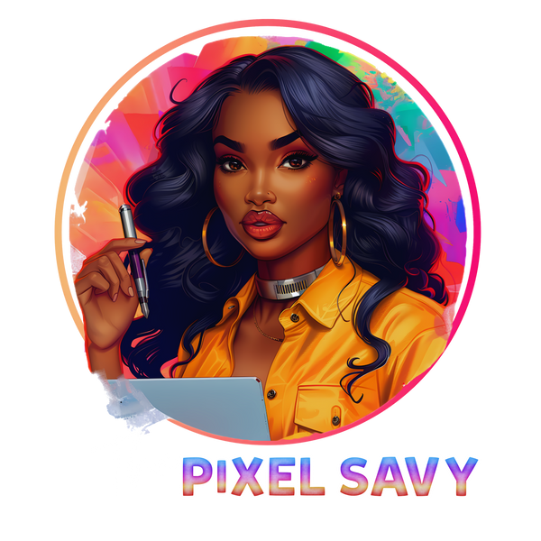 The logo for Pixel Savy a digital product business 